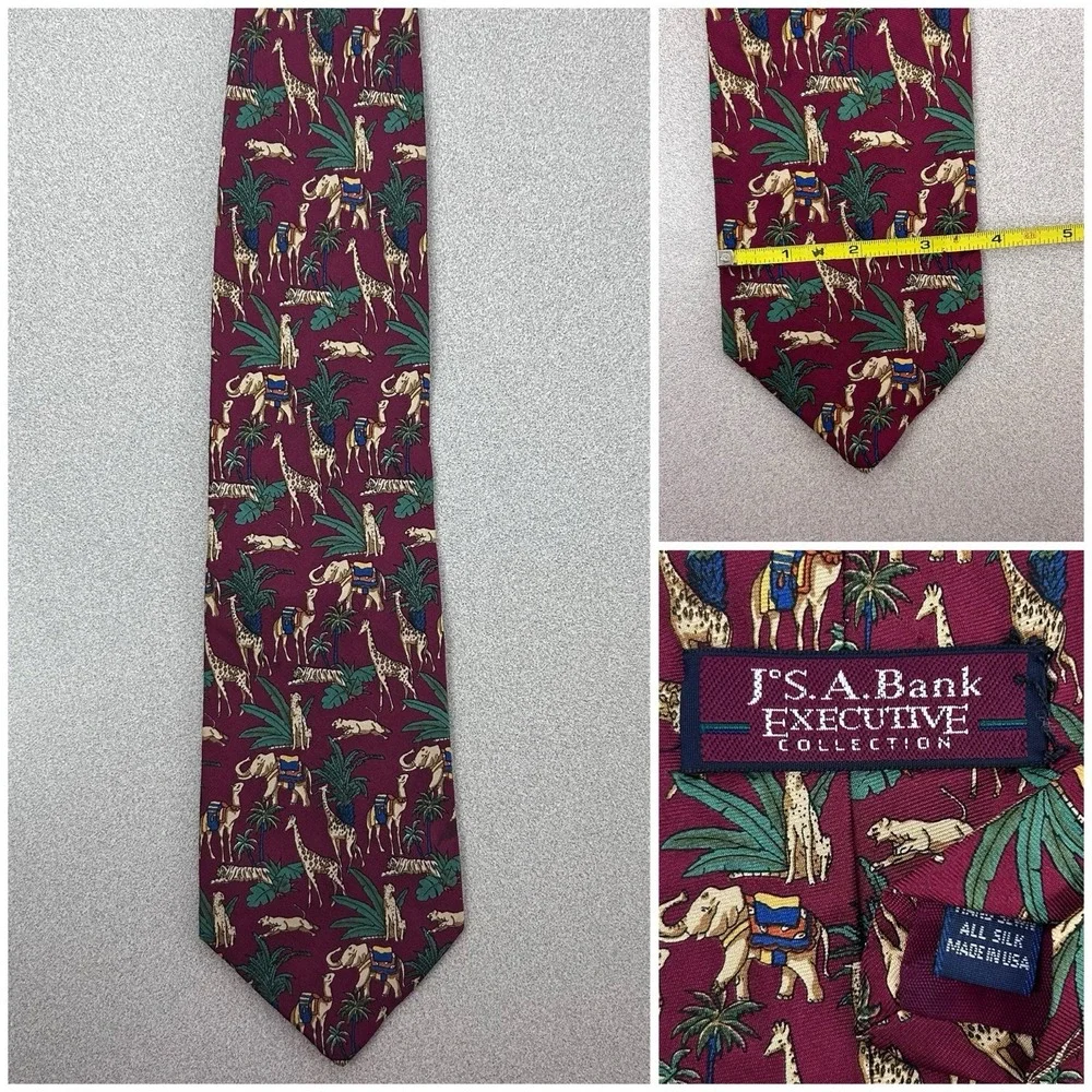JOS A Bank Executive Collection Safari Red 100% Silk 55